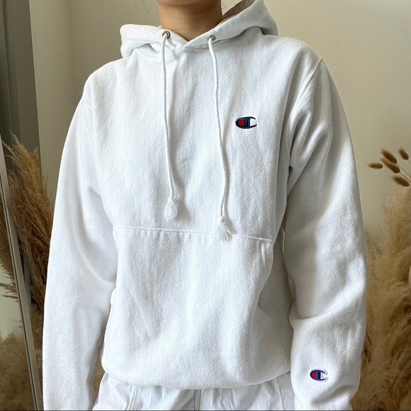 Champion Tops - Champion Vintage Reverse Weave White Hoodie